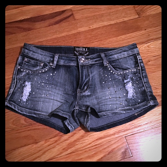 jean shorts with rhinestones